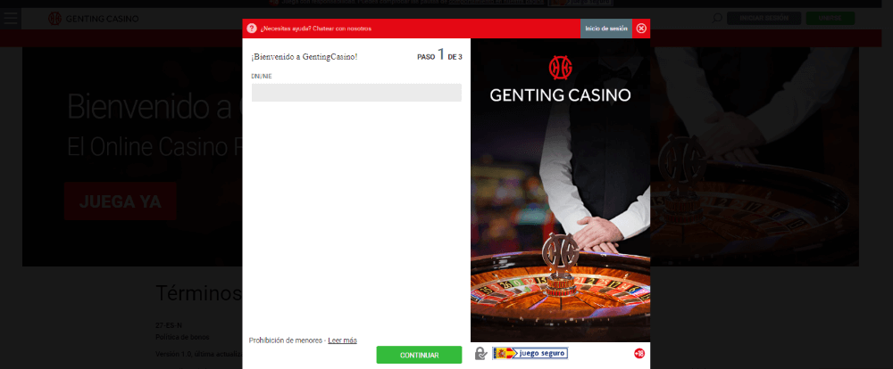 cómo registrarse en Genting casino 